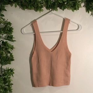 Ribbed V Neck Blush Tank